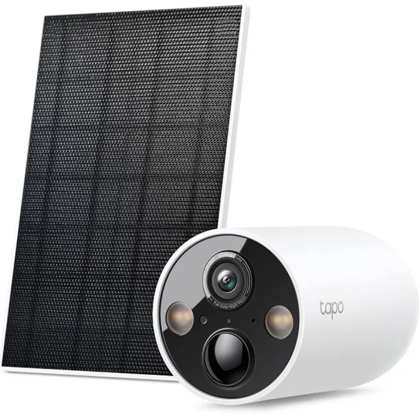 Tapo TP-Link Smart Wire-Free Solar-Powered Camera & Solar Panel, Dual Band Connection, Full Color Night Vision, Starlight Sensor, 4K, IP65, Free AI Detection, Two-Way Audio, SD Card Slot (Tapo C465)