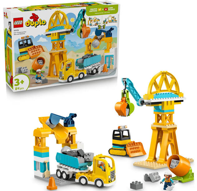 LEGO® DUPLO® Town 3 in 1 Construction Site and Vehicles 10476 Building Site Set with a Cement Mixer, Crane and Dumper Truck Toy, Educational Toddler Toy Boosts Critical Thinking - for Kids Aged 3+