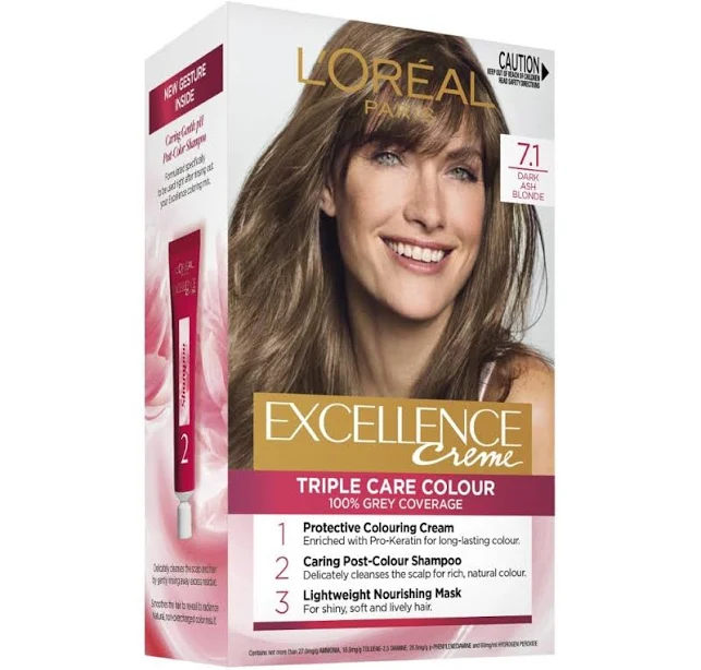L'Oréal Paris, Permanent Hair Dye, Strengthening & With Up To 100% Grey Coverage, Excellence, Dark Ash Blonde 7.1
