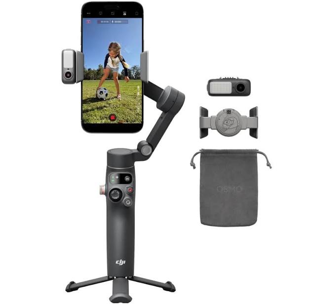 DJI Osmo Mobile 8 Advanced Tracking Combo Gimbal Stabilizer for Phone, AI Native Tracking with Audio & Lighting, 360° Pan Rotation, Built-in Extension Rod & Tripod, 10h Battery, Extension Rod