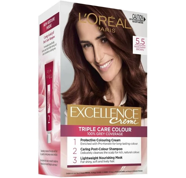 L'Oréal Paris, Permanent Hair Dye, Strengthening & With Up To 100% Grey Coverage, Excellence, Mahogany Brown 5.5