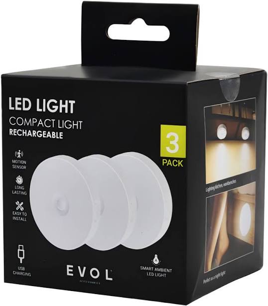 Evol Rechargeable LED Compact Light (3 Pack)`