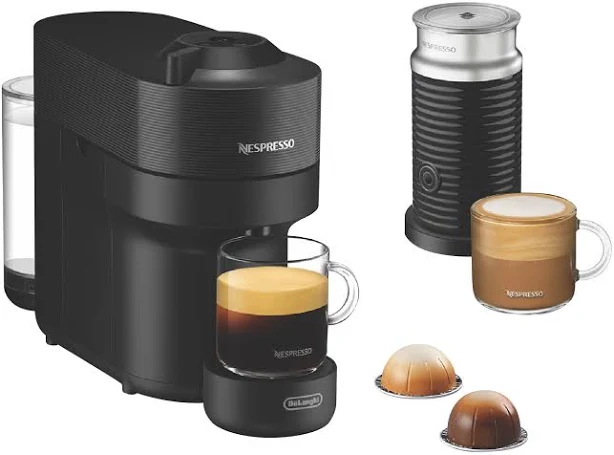 Nespresso Vertuo Pop Bundle Capsule Machine Liquorice Black