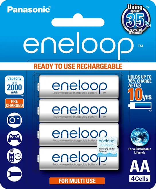 Eneloop AA Rechargeable Batteries 4 Pack