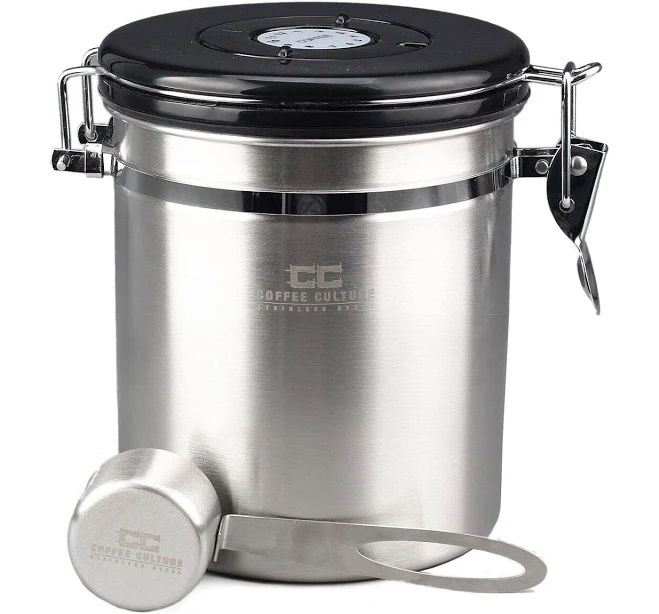 Coffee Culture Medium Coffee Canister, Silver, CC-CANM