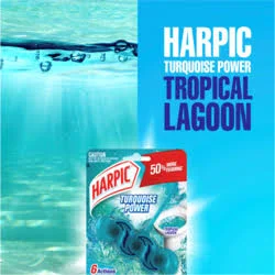 Harpic Turquoise Power Toilet Block Cleaner, Tropical Lagoon (Pack of 1)
