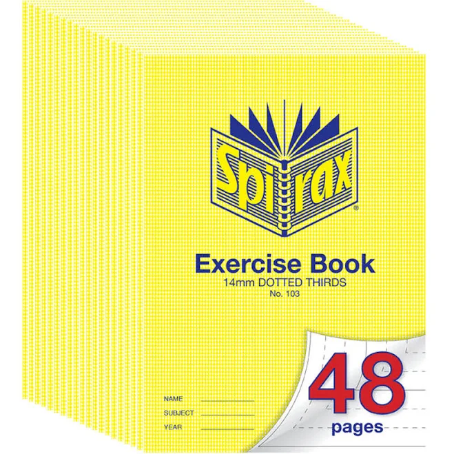 Spirax 103 Exercise Book Dotted Thirds 14mm 70gsm 48 Page (A4) [20 Pack]
