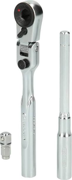 KS Tools 918.1590 1/4 Inch Bit Joint Reversible Ratchet Set with Plug Adapter for Sockets, 3-Piece