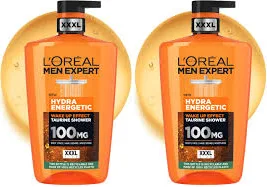 L’Oréal Paris Men Expert Hydra Energetic, Taurine 5 in 1 Shower Gel, For Face, Body, & Hair, 1L (Pack of 2)