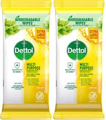 Dettol Multipurpose Disinfectant Wipes Lemon Burst 150's (Pack of 2)