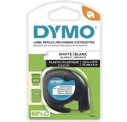 Dymo LetraTag Plastic Label Black on White tape