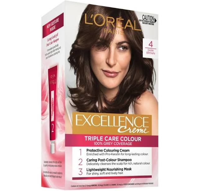 L'Oréal Paris, Permanent Hair Dye, Strengthening & With Up To 100% Grey Coverage, Excellence, Dark Brown 4.0