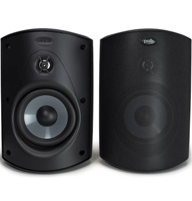 Polk Audio Atrium 5 Outdoor Speakers Black with Powerful Bass, All-Weather Durability, Broad Sound Coverage, Speed-Lock Mounting System, Pair, Black