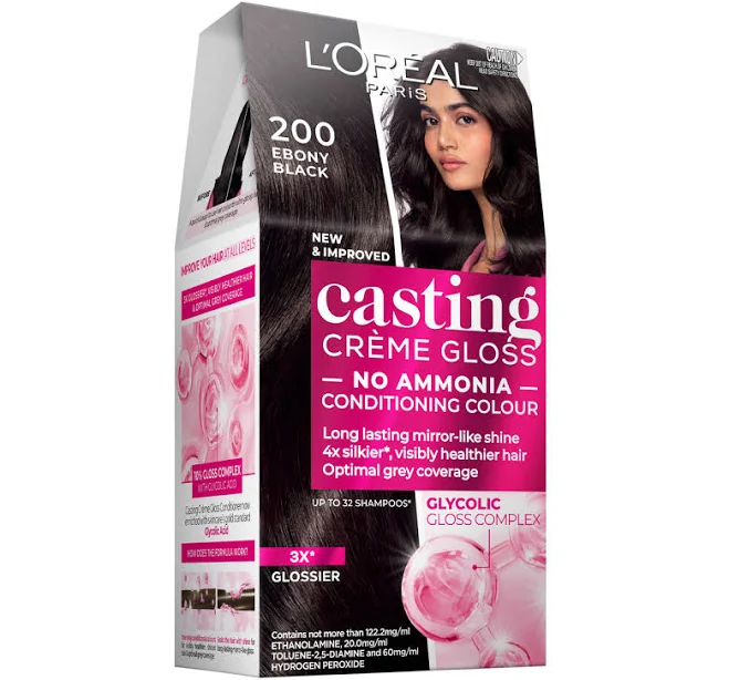 L'Oréal Paris Casting Crème Gloss Semi-Permanent Hair Colour - 200 Ebony Black (Ammonia Free)