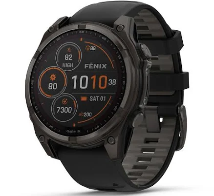 Garmin fenix® 8 47mm AMOLED Sapphire Edition Carbon Grey Titanium with Black + Pebble Grey Band