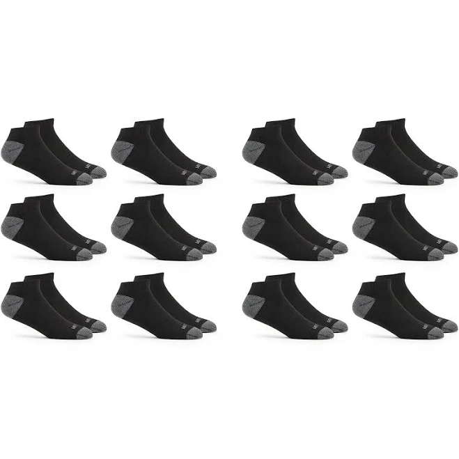 Fruit of the Loom Men's Dual Defense No Show Socks (12 Pack), Black, 6-12