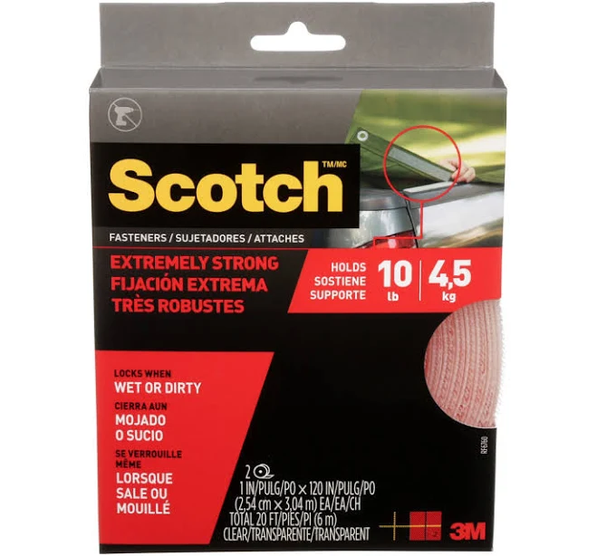 Scotch Extreme Fasteners, 1" x 10', Clear (RF6760) 2 Roll/Pack