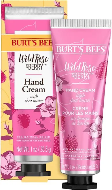 Burt’s Bees Hand Cream, Wild Rose and Berry Hand with Shea Butter and Nutrient-Rich Botanicals, 28.3g