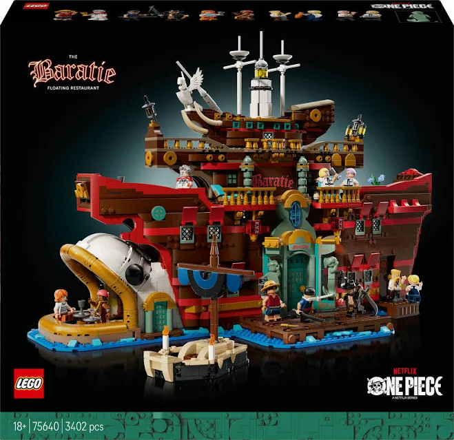 LEGO® ONE Piece The Baratie Floating Restaurant (3402 pcs) Toy for Anime Lovers & Fans of The Netflix Live Action Show, Model Kit for Men & Women, Pirate Boat Adventure, Building Set for Adults 75640