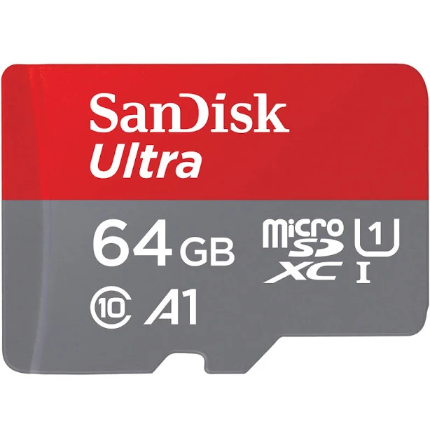 SanDisk 64GB Ultra microSDXC Card + SD Adapter up to 140 MB/s with A1 App Performance, UHS-I, Class 10, U1, Black (SDSQUAB-064G-GN6MA)