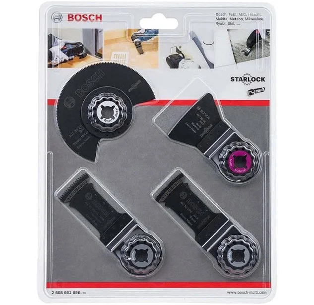 Bosch Accessories Professional 2608661695 Tile Set, 4 Pieces (Mortar and Tile Adhesive, Starlock, Accessories for Multi-Cutters)