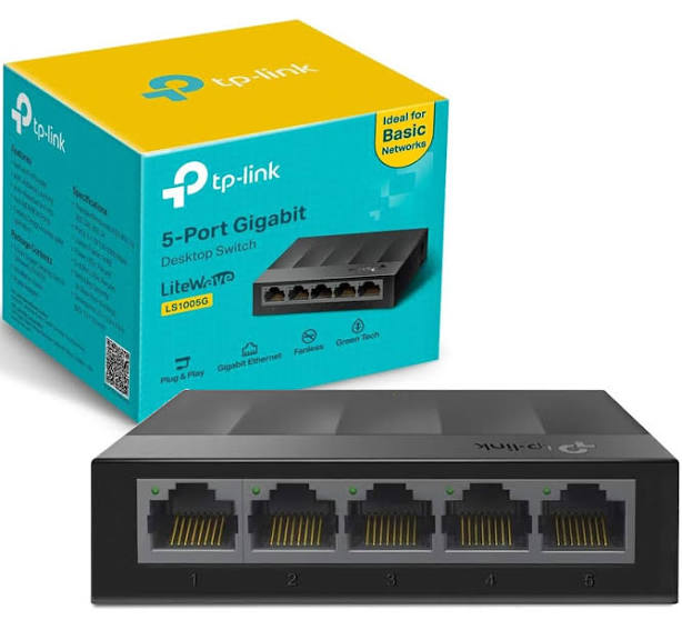 TP-Link Litewave 5-Port Desktop Gigabit Ethernet Switch, 5 x 10/100/1000Mbps RJ45 Port, Auto-MDI/MDIX, IEEE 802.3X, Plastic Case, Plug & Play, No Configuration Needed (LS1005G)