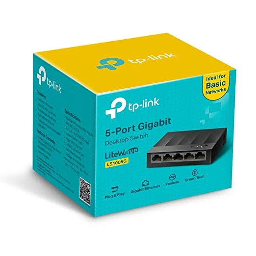 TP-Link Litewave 5-Port Desktop Gigabit Ethernet Switch, 5 x 10/100/1000Mbps RJ45 Port, Auto-MDI/MDIX, IEEE 802.3X, Plastic Case, Plug & Play, No Configuration Needed (LS1005G)