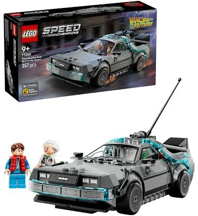 LEGO® Speed Champions Time Machine from Back to The Future 77256 Toy Car - Model Car Kit - 2 Minifigures, Marty McFly and Doc Brown - Building Set for Kids Aged 9+ - Toy Idea for Boys and Girls