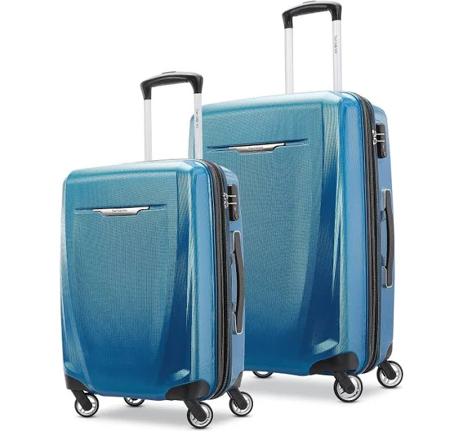 Samsonite Winfield 3 DLX Hardside Luggage with Spinner Wheels, Blue/Navy, Checked-Medium 25-Inch, Winfield 3 DLX Hardside Expandable Luggage with Spinners