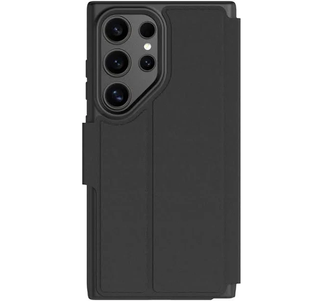 Tech21 EvoLite Wallet for Samsung S24 Ultra Foldable Case Cover, with Card Holder Scratch-Resistant Shockproof Protective Cover Case - Black