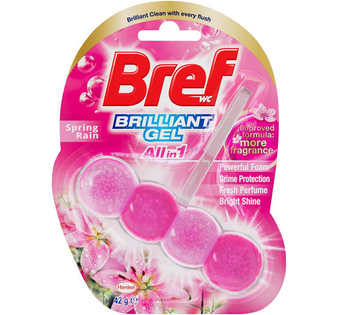 Bref Brilliant Gel Spring Rain, Rim block Toilet Cleaner 42g