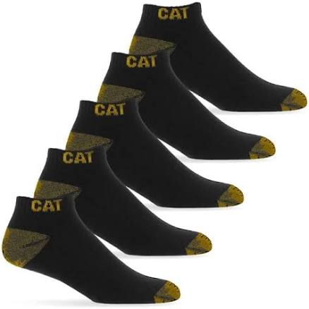 Caterpillar Men's 5 Pack Bamboo Ankle Sock, Black, Medium 6-11