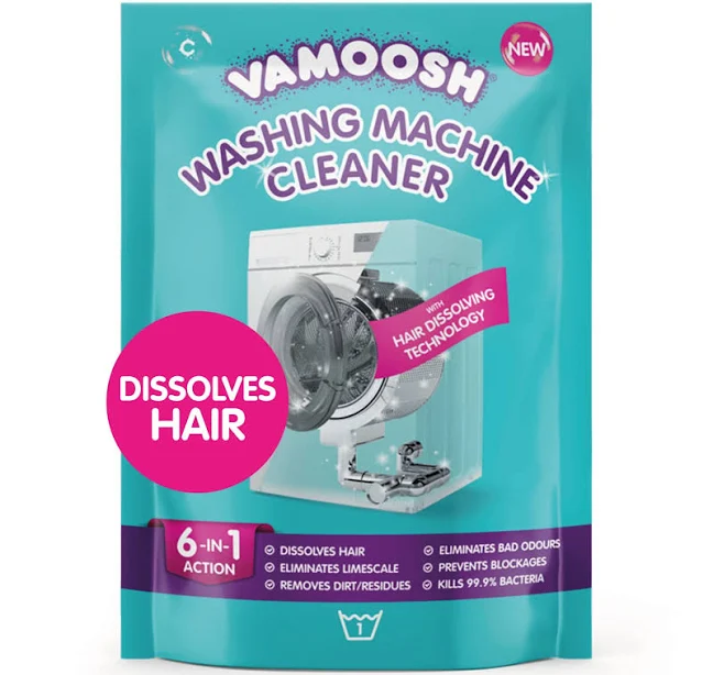 Vamoosh 6-in-1 Washing Machine Cleaner (1 Sachet for 1 Wash) - Washing Machine Descaler and Antibacterial Cleaner - Dissolves Hair - Leaves Your Washing Machine Smelling Fresh