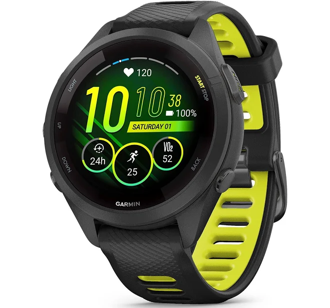 Garmin Forerunner 265S Running Smartwatch - Black and Amp Yellow