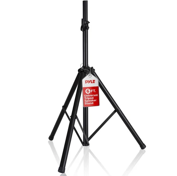 Pyle Adjustable Speaker Stand Pair, Dual Studio Monitor Tripod with Metal Base, Anti-Slip Speaker Pads, Height Adjustment from 86 cm to 135 cm, Ideal for Home, Studio, and DJ, 40.8 kg Weight Capacity