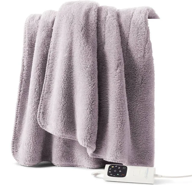 Sunbeam Throw Rug Sherpa Fleece Grey