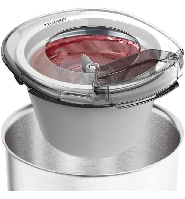 Kenwood Frozen Dessert Maker Attachment KAX71.000WH, Sorbet and Ice Cream Maker Attachment, Compatible with Chef Stand Mixer, 1L Capacity Bowl, Plastic, White