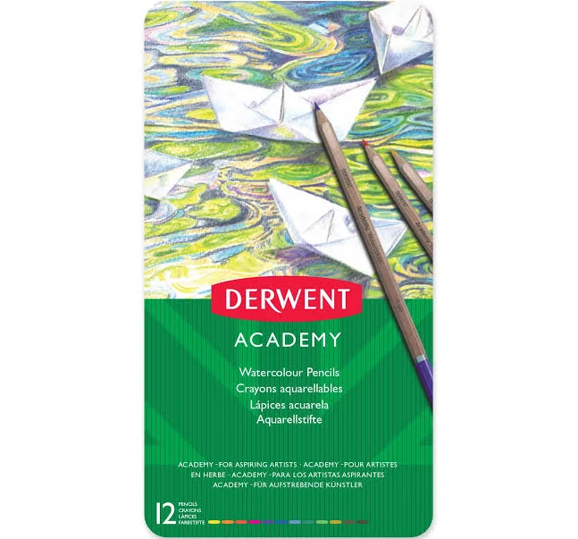 Derwent Watercolour Coloured Pencils 3.5mm Tin 12 Set