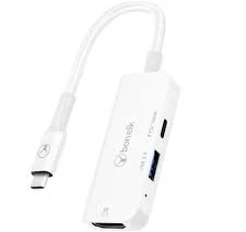 Bonelk Long-Life USB-C 3 in 1 Multiport Hub (White)