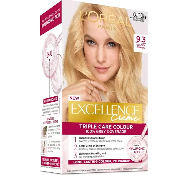 L'Oréal Paris Excellence Creme, 9.3 Light Golden Blonde (100 Percent Grey Coverage)