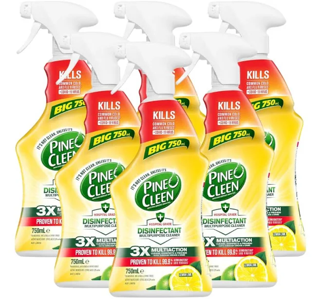 Pine O Cleen Disinfectant Multipurpose Cleaner Trigger Spray Lemon Lime 750mL (Pack of 6)