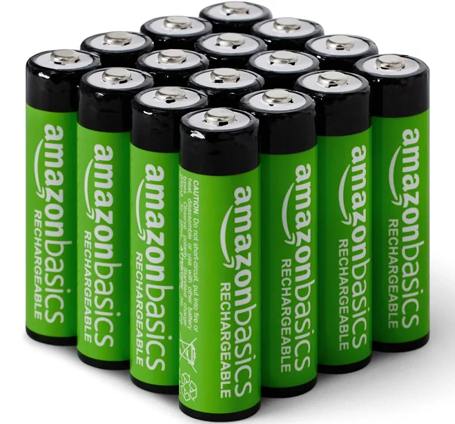 Amazon Basics 16-Pack Rechargeable AA NiMH Batteries, 2000 mAh, 1.2V, Recharge up to 1000x Times, Pre-Charged