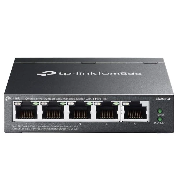 TP-Link Omada 5-Port Gigabit Easy Managed Switch with 4-Port PoE Plus, 65W Power Budget, Auto Recovery, Port Isolation, VLAN, IGMP Snooping, Centralised Cloud Management, 5-Year Warranty(ES205GP)