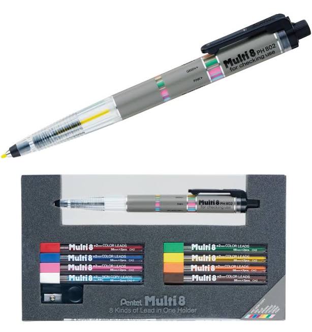 Pentel Multi 8 Mechanical Pencil 8 Assorted Lead Colour Set (PH802ST)