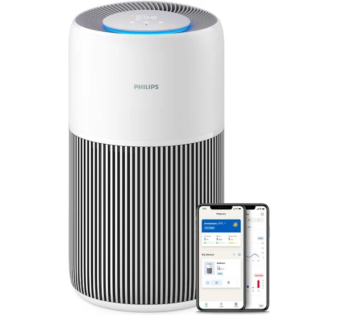 Philips Air Purifier 2200 Series, HEPA NanoProtect + Active Carbon Filter, CADR 400m³/h for 104m², Allergy sufferers, Ultra-quiet, Intelligent and Long-lasting filter (AC2220/10)